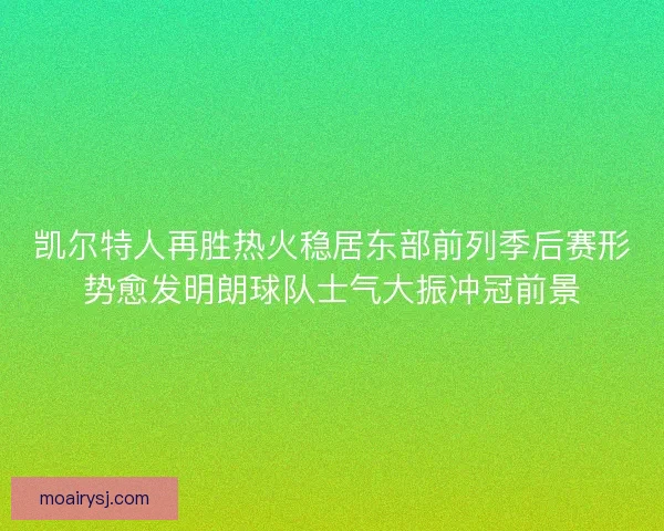 凯尔特人再胜热火稳居东部前列季后赛形势愈发明朗球队士气大振冲冠前景