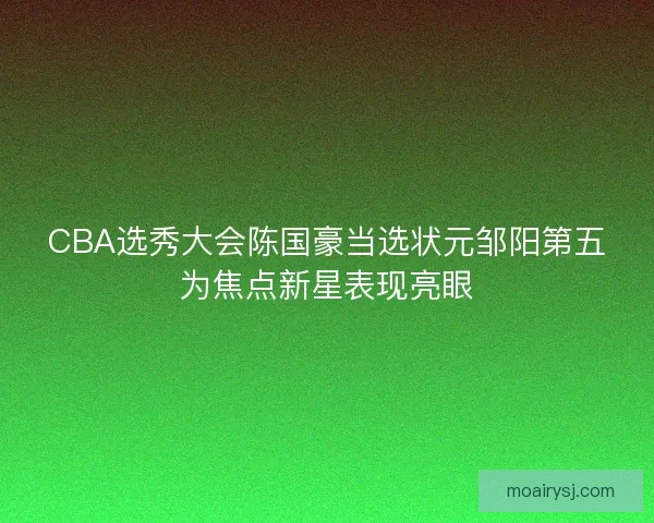 CBA选秀大会陈国豪当选状元邹阳第五为焦点新星表现亮眼