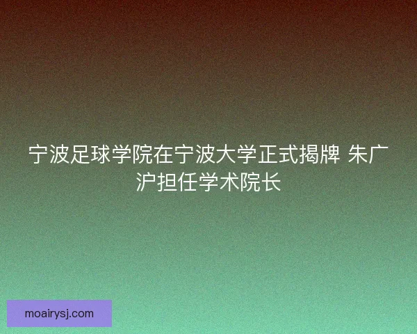 宁波足球学院在宁波大学正式揭牌 朱广沪担任学术院长 宁波足球学院在宁波大学正式揭牌 朱广沪担任学术院长