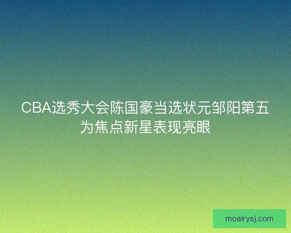 CBA选秀大会陈国豪当选状元邹阳第五为焦点新星表现亮眼